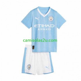 Camisolas de futebol Manchester City Criança Equipamento Principal 2023/24 Manga Curta